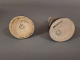 pair of antique porcelain vases with black and white designs