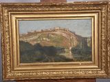 an image of a painting of a castle in a gold frame