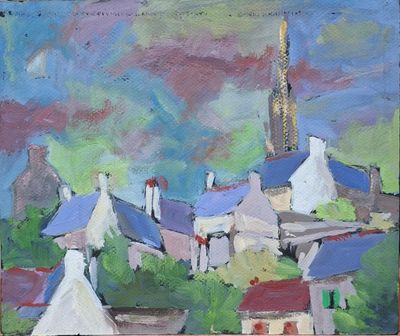 Guy VANBELLE (1931-2008) Vue d'un village, non daté