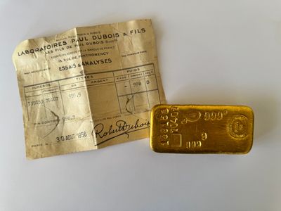 PAS D'ENCHERES LIVE - FRAIS 5% HT. Lingot d'or n° 13915370507, affineu