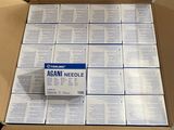 a cardboard box with a bunch of medical items in it
