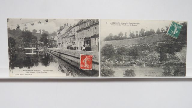 Aubusson : Lot de 2cpa. Concours 1909, Quai Vaveix. Fête nautique...