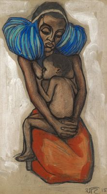 an image of a painting of a woman holding a baby