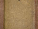 a painting of a wooden frame with a number on it