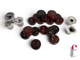 many different types of buttons on a white surface