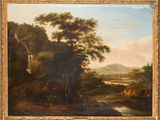 une image représentant un tableau représentant un paysage avec une cascade au loin