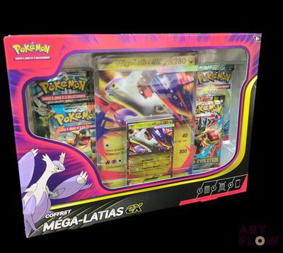 une boîte de cartes Pokémon exposée sur une table