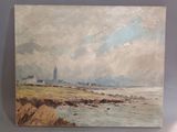 une image représentant un tableau d'un phare par temps nuageux