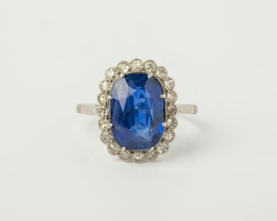 Bague en Platine avec Saphir Birman Ovale - Élégance et Luxe