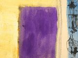 an image of a painting of a yellow and purple square and a blue square