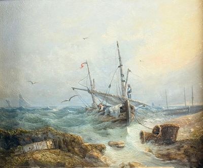 École fin XIXème Marine Deux huiles sur carton.