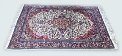 a large oriental rug on a white surface