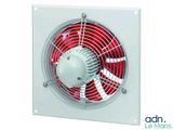 a close up of a fan mounted on a wall