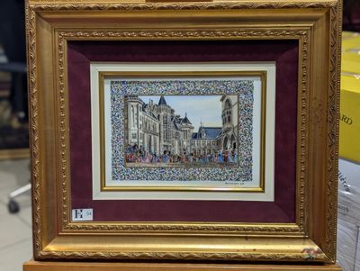 Peinture sur porcelaine signée J Gravassi, peint à la main L…