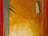 une image représentant un tableau d'une pièce avec des bougies et une porte