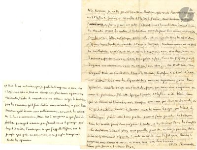 deux pages d'une lettre écrite à l'encre noire sur une feuille de papier