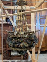 Lustre corbeille Art Nouveau structure en bronze doré et cor… (photo 3)