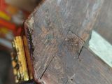 a close up of a piece of wood that has been stained