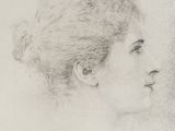 un dessin en noir et blanc représentant le profil d'une femme