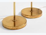 pair of brass table lamps with brass bases