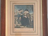 framed picture of a painting of a man and a woman with a dog
