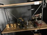 a shelf that has a lot of items on it