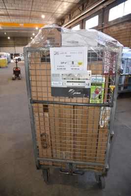 a cart that has a lot of boxes in it
