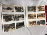 an old photo of a book opened to show pictures of a city