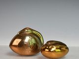 paire de salières et poivrières en verre doré et vert