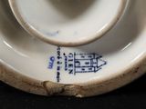 a close up of a plate with a cup and saucer on it