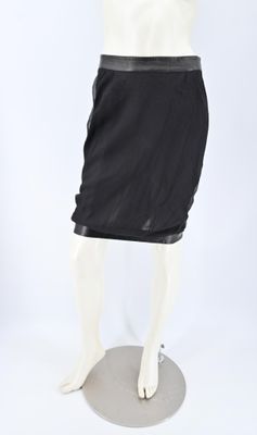John GALLIANO - Jupe zippée en mousseline crêpon et cuir agn…