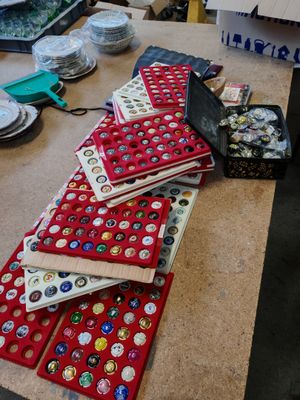 a table that has a bunch of buttons on it