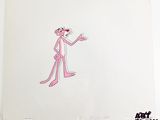 une image représentant un dessin d'un chat rose tenant un couteau