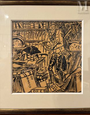 la photo d'une photo représentant un homme dans une bibliothèque