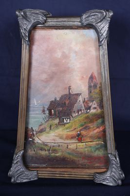 une image d'une photo d'une photo d'une maison sur une colline