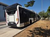a bus that is parked on the side of the road