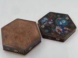 pair of antique japanese cloissant boxes with floral designs