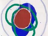 an image of a painting of a red circle with green and blue circles