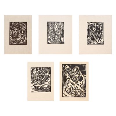 un ensemble de quatre tirages en noir et blanc sur papier