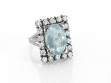 Bague ovale en aigue-marine et diamants