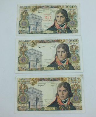 trois billets différents sur lesquels figurent les portraits d'un homme et d'une femme