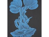 a drawing of blue flowers on a black background