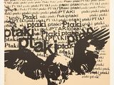 une image représentant une image en noir et blanc d'un oiseau sur une feuille de papier
