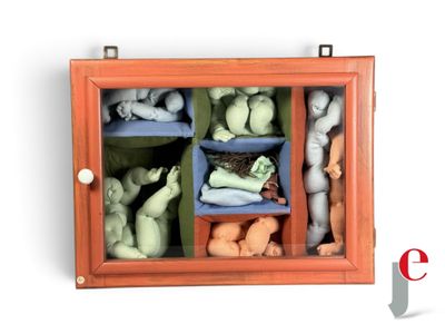 a picture of a display case filled with stuffed animals