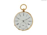 une image montrant un gros plan d'une montre de poche avec des chiffres romains