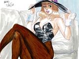 drawing of a woman in a witch costume sitting on a couch