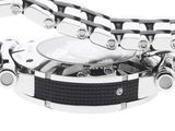a close up of a wrist watch with a chain around it