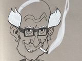 cartoon drawing of a man with glasses and a cigarette in his mouth