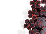 a black and red picture of a bunch of mickey mouse ears