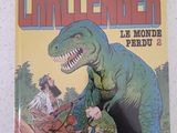 un gros plan d'une bande dessinée avec un dinosaure en couverture